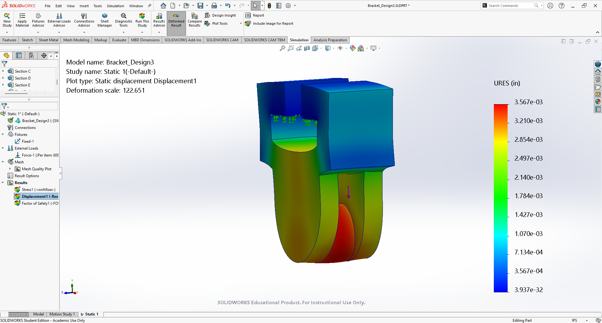 Design 3 - Mesh 3 - Deflection